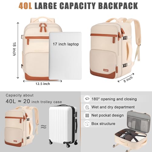 Image of 40L Travel Backpack, Flight Approved Carry On Laptop Backpack | Water-resistant, Personal Item Travel Bag, Fits 15.6 /17.3 inch Laptop, Hiking, Camping, Business, Commute, Men & Women