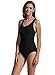 zeraca Women's Sport Racerback One Piece Swimsuit Bating Suits (L14, Black)