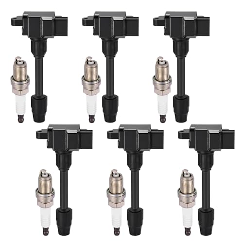 Image of 6-Pack UF232 Ignition Coils & 5464 Spark Plugs Kit Compatible with Nissan Maxima 1995-1999 Compatible with Infiniti I30 1996-1999, V6 3.0L - Replaces 2244831U00 UF-232 2244831U05 2244831U06