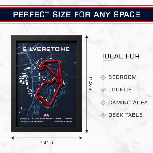 Image of CodersParadise Silverstone Racing Circuit 3D Wall Art Frame | Motorsport Track Map Wall Decor | Racing-Inspired Wall Hanging for Bedroom, Gaming Room, Office, Garage & Home Decoration