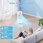 Portable Air Conditioner, 3 Speeds & 4 Modes, Air Conditioner Cooling Fan Humidifier 3-in-1, 6000ML Water Tank with 4 Ice Packs, 12H Timer, Remote Control, Evaporative Air Cooler