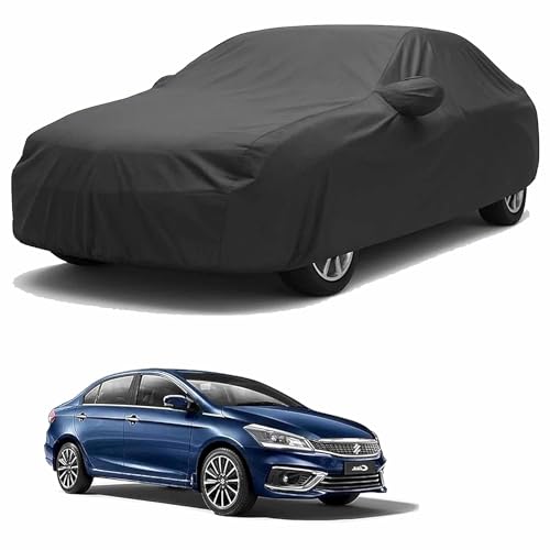 Sulfar 100% Water Resistant Car Body Cover Compatible with Mirror for Maruti Suzuki Ciaz (Triple Stitched, Full Bottom Elastic, Dark Grey)