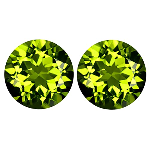 Péridot vert véritable 4.39 ct paire calibrée 8x8mm sans défaut de symétrie
