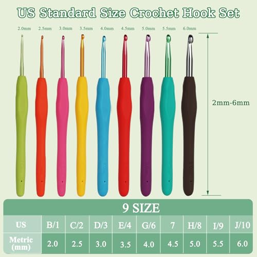 image for Aeelike Aelike Ergonomic Soft Grip Crochet Hooks, Portable Travel Set 