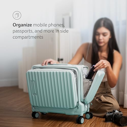 Image of Acer Barcelona Overnighter Suitcase, 19 inch Cabin, Recycled Polyester Material, Top Opening with Quick- Access Compartment, TSA Lock, 360 Degree Spin 8 Wheel, Blue