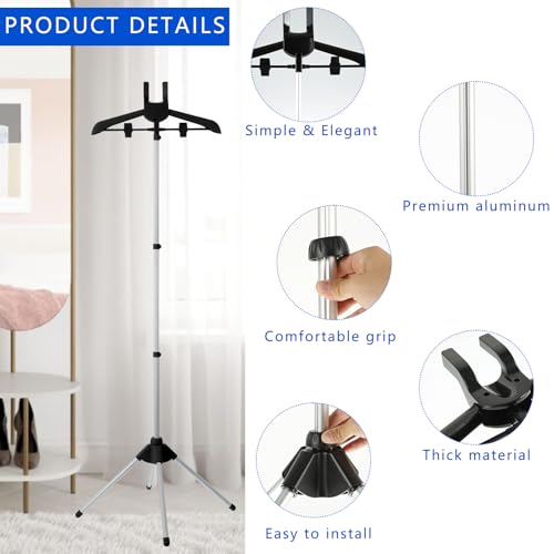 2 Pack 33-63 Inch Adjustable T Shirt Display Adult for Vendors Metal T Shirt Display Stand Height Adjustable Shirts Rack Portable Hanging Clothes Displays for T-Shirts Clothing Dress Garment Coat