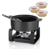 kela Käsefondue-Set Roman, 9tlg., Keramik, 1,7 L, Brenner, Rechaud, 6 Fonduegabeln, Schwarz, 16665,...