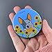 Blue Heeler Dog Sunflower Pinback Button, Retro Pet Portrait Art Gift, Handmade Accessories 2.25
