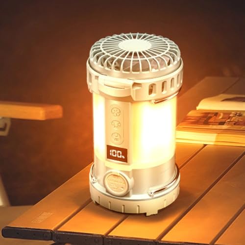 Linterna de camping recargable ventilador pantalla digital luz exterior 5
