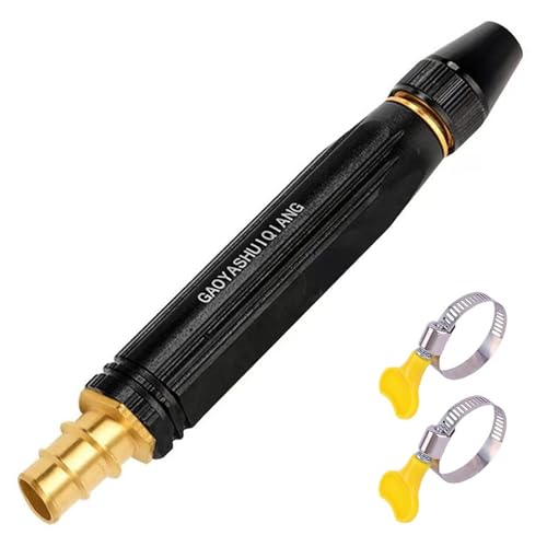 Birkel Power Washer, Adjustable Garden Hose Nozzle with Jet/Mist/Shower Spray – Brass Booster Nozzle for Outdoor Cleaning, Plant Watering, Patio & Driveway – Heavy Duty & Leak-Proof (1pcs)