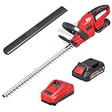 Bounv Cortasetos Inalámbrico,Recortadora de Arbustos de 20 V Cuchillas de Doble Acción de 20 Pulgadas Batería y Potente de 5.5 lb y Cargador
