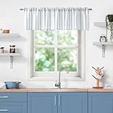 ZJDECOR Cotton Blended Kitchen Curtain Valances for Window,Blue Vertical Stripes on White Light Filtering Cafe Curtain for Home Decor,Farmhouse Window Treatment,Rod Pocket,55' Wx15 L(Pack of 1)