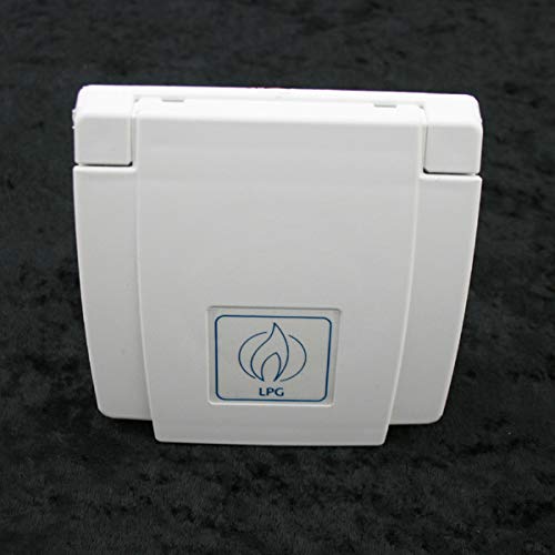 pro-Styling Enchufe de gas exterior, tapa abatible, bloqueo en estado abierto, control manual, color blanco