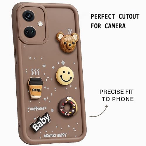 Image of COLORflow Back Cover Compatible with OnePlus Nord CE 3 5G | Cute Fun Cartoon 3D Ball Coffee Silicone Case (Brown) | Designer Camera and Body Protected Back Cover