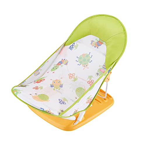 Image of Foldable Baby Bather With 3 Adjustable Reclining Positions for Use in Sink or Bathtub - Newborn Infant Support 0-12 Months (Green-01)
