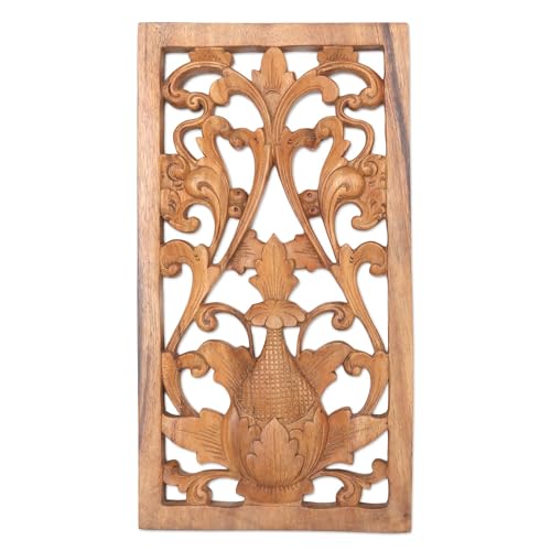 Panneau en bois sculpté Suar pour décoration murale cachemire