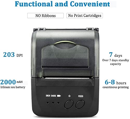 NETUM Bluetooth Receipt Printer, 58mm Mini Thermal POS Printer Portable Personal Bill Printer 2 inches for Restaurant Sales Retail Compatible with Android - Image 7