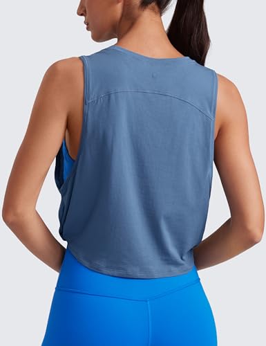 Image of CRZ YOGA Pima Cotton Dropped Armhole Tank | Workout, Naturally Soft, Loose Fit, Crop, Crewneck, Knotted Sides, Sleeveless Tops for Women
