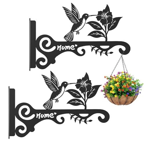 GerRiT プラントフック - 2個 鳥の餌やりハンガー,25cm メタルラック 壁掛け式 鳥と花のデザイン付き パティオ ランタン 風鈴 室内 ポーチ バルコニー 庭用
