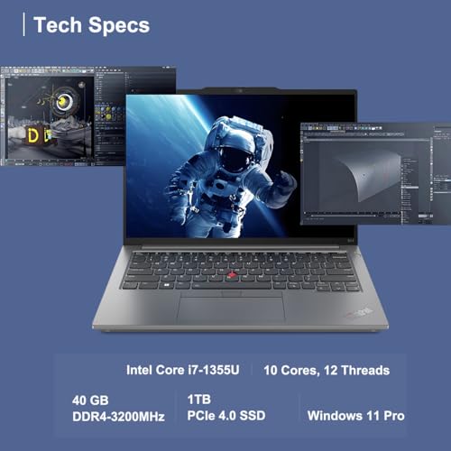 Image of Lenovo ThinkPad E14 Gen 5 Business Laptop (14 inch FHD+ Anti-glare, Intel 10-Core i7-1355U, 40GB RAM, 1TB SSD) Backlit, Fingerprint, Fast Charge, 1080p RGB Webcam, Wi-Fi 6, Win 11 Pro w / Copilot