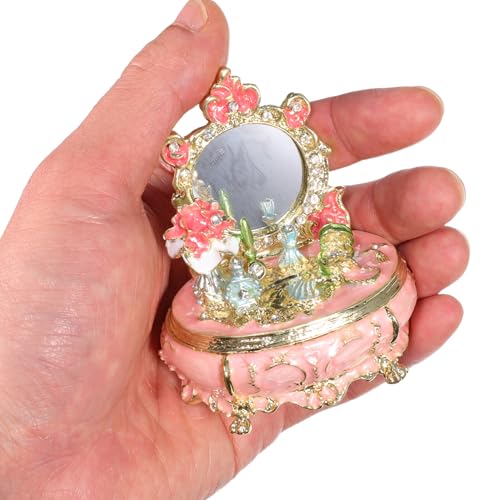 Boîte à bijoux émaillée en métal peint à la main pour coiffeuse