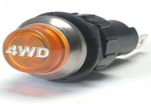 Large Flashing Amber Indicator Light 4Wd Engraved For Four Wheel Drive Bolts Into A 3/4 Inch Hole