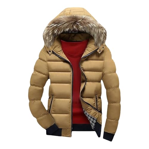 Doudoune à capuche en fourrure homme matelassée zippée