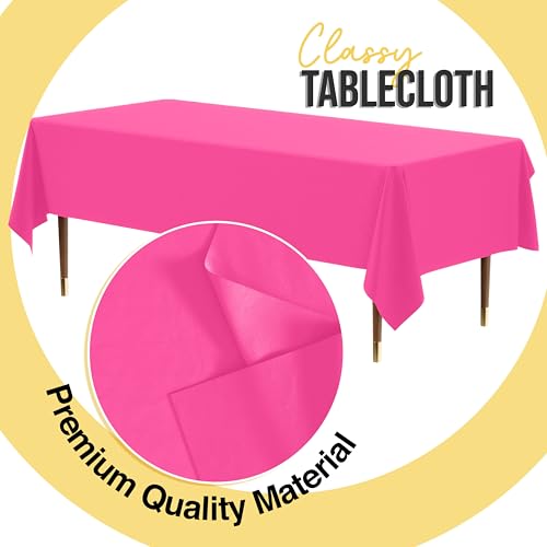 Image of Exquisite Hot Pink Rectangle Tablecloth 54 inchx108 inch - 48 Pack
