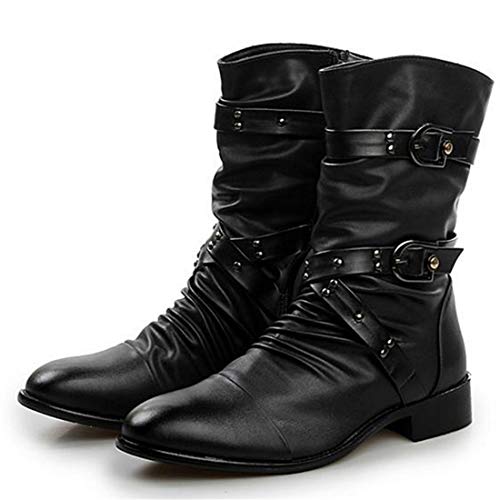 Men`s Punk Gothic Rivet Motorcycle PU Faux Leather Boots With Studs