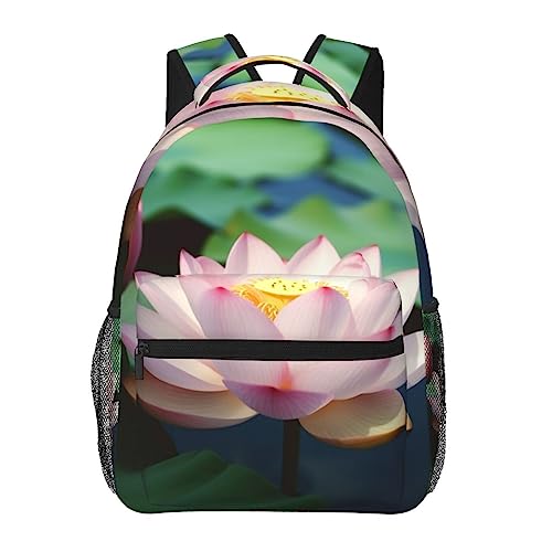 Sac à dos de voyage ergonomique fleurs de lotus noir grand compartiment