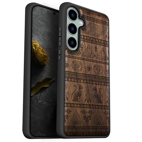 Coque bois Samsung S23 FE style égyptien pour le bureau et sorties