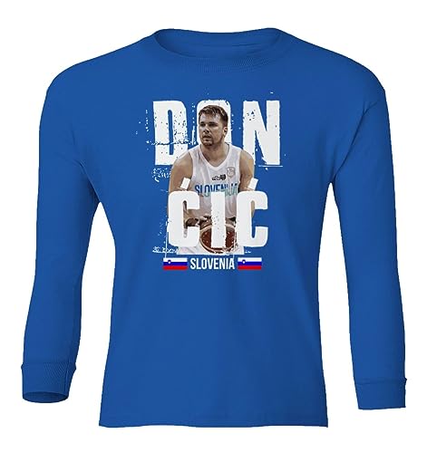Slovenia Basketball Team World Champinship Doncic Youth Long Sleeve T-Shirt (Royal, Youth Medium)