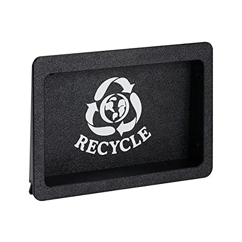 Dispense-Rite FMRD-1BT Built-in Trash Door, Recycling Symbol Faceplate, Small, 6-9/16" H x 9-11/16" W Cut-Out, Black Polystyrene, 7-1/2" H x 10-5/8" W x 2-1/4" D