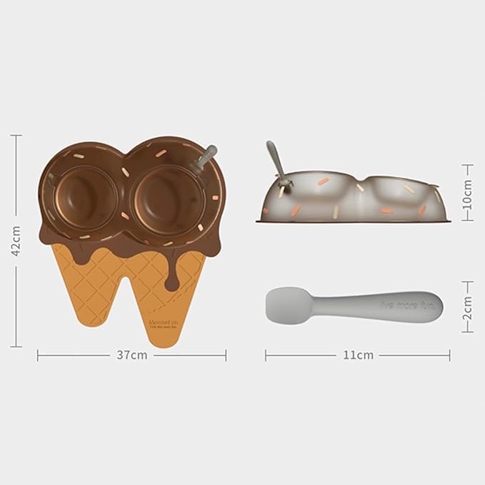AMPLIN 1pc Ice Cream Cat Bowl Tilt High Foot Neck Protection Double Bowl Drinking Pet Supplies Pet Bowl No-Spill Water Cup for Indoor Cats and Dogs-Ice Cream Planet || Pack of 1 4