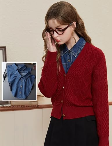 GUZOSJO Denim Detachable Collar Shirt,Dickey Half Blouse False Collar for Lady Girls4
