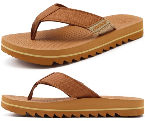 Image of COFACE Flip Flops for Men with Arch Support Mens Sport Beach Thong-Sandals Outdoor 2025 Summer Leather Sandal for Man Size7-15