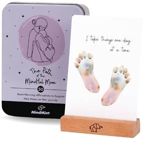 Daily Positive Affirmation Cards for Women - 50 Mindfulness Meditation Cards for Self Care in Tin Box with Wooden Stand - Motivational & Inspirational Gifts for Women, Best Friend, Sister