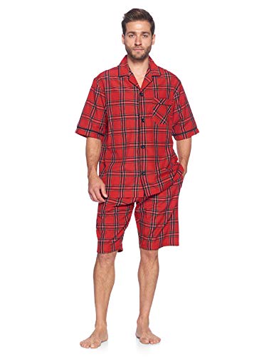 Ashford & Brooks Men’s Woven Pajama Shorts Set Short Sleeve Button Down Boxer PJs
