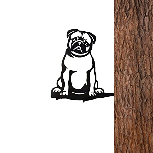 Adorable Dog Stake Decoration, Black Dog Shaped Yard Decoration Metal Art Lawn Outdoor Home Decor For Garden Backyard Fence Outdoor,Steel Dogs Statue (B) #TOP1
