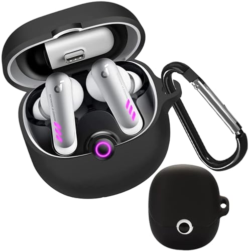 【CIOODDW 】Anker Soundcore VR P10 ケース 対応 Anker Soundcore VR P10 液状シリコン 全面保護 装着充電可能 落下防止 キズ防止 耐衝撃 防塵 防水 軽量 収納 カラビナ付き (ブラック)