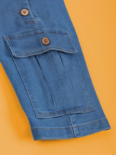 Image of KiddoPanti Unisex Denim Cargo Dungaree Shorts | 69.1% Cotton 29% Spun Poly 1.9% Spandex | Above Knee Length | Soft Breathable Summer Dungaree
