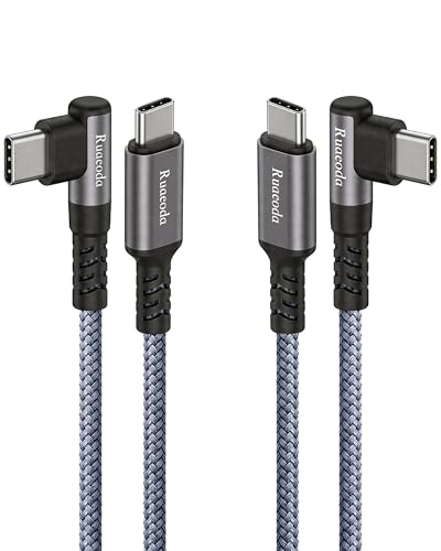 Ruaeoda USB C to USB C Cable for CarPlay (6ft, 2Pack), 60W Fast Charging Right Angle Type C Charger Cord, Case Friendly Braided USBC Cable Compatible with iPhone 15/16 Pro Max, Samsung S24, iPad