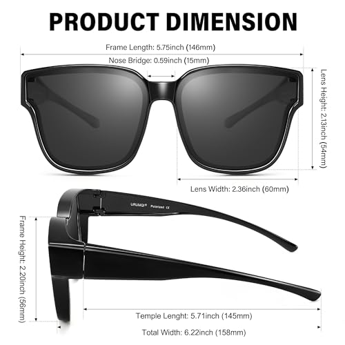 Image of URUMQI Polarized Sunglasses Fit Over Glasses Women Men UV400 Trendy Shades