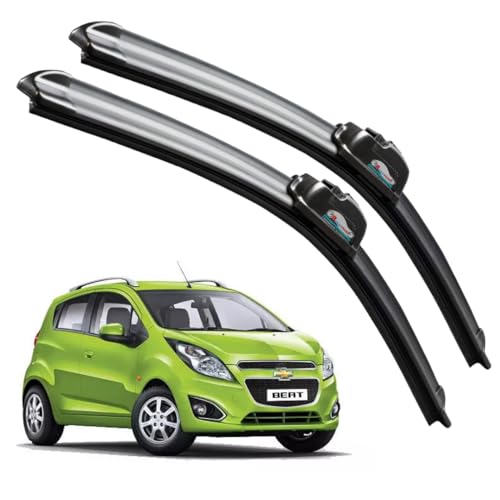 Image of Frameless Rubber Car Wiper Blades Set of 2 Compatible with (Chevrolet Beat (2010-2017) (D-22,P-16))