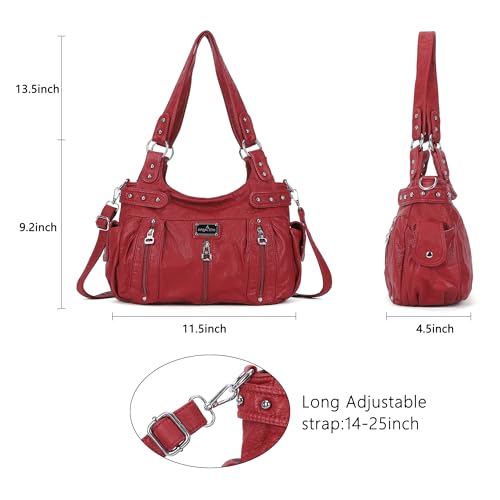 Image of Angelkiss Large Purses and Handbags for Women Washed Faux Leather Crossbody Hobo Satchel Shoulder Handbag Tote Purse