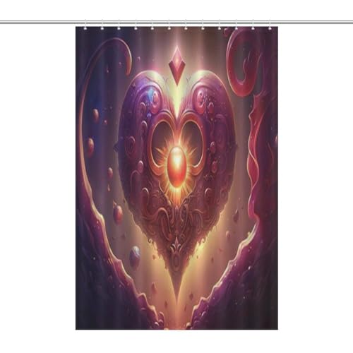 Rideau de douche coeur rouge 122x183 cm en polyester imperméable - 7