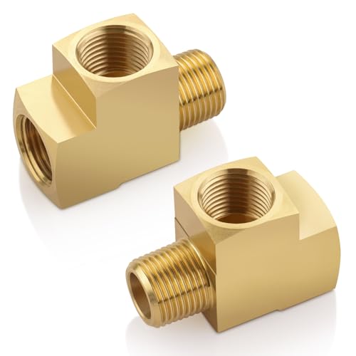 Image of 2PCS 3 /8 inch NPT Female x 3 /8 inch NPT Male x 3 /8 inch NPT Female Brass Street Tee