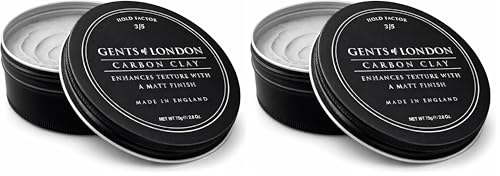 Image of Gents of London Carbon Clay 75g – Premium Mens Hair Clay, Medium Hold Matte Finish, Texturising Styling Wax, Low Shine Barber Quality (Pack of 2)