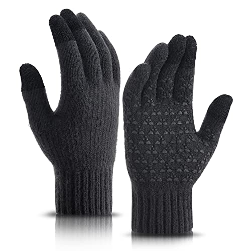 GERIINEER Guantes Mujer Hombre Invierno Guantes tactiles movil Smartphone para Frio Antideslizantes Conducir Deporte Running (Gris oscuro, S) Cover