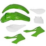 HECASA Green White Plastic Kit Bodywork Compatible with 1999 2000 2001 2002 Kawasaki KX125 KX250
